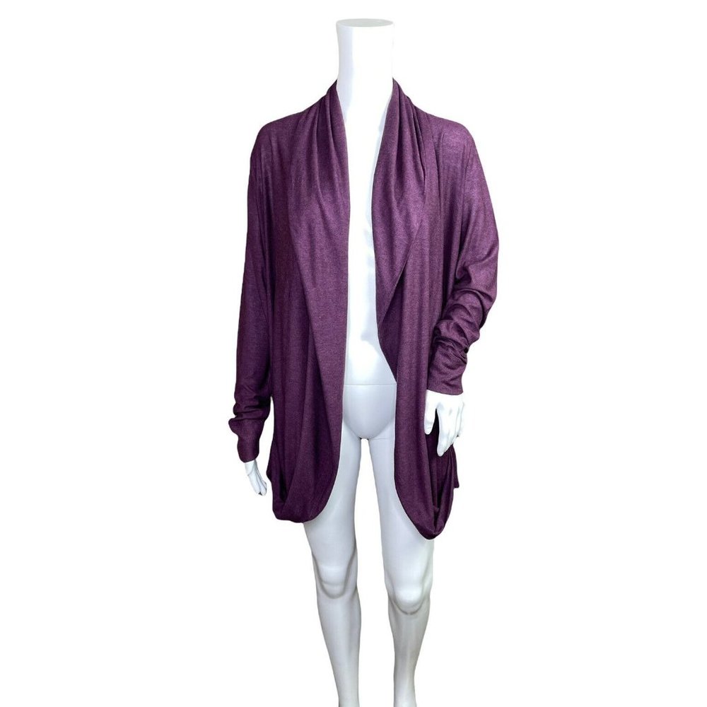 Magaschoni Purple Modal Blend Open Cardigan Sweater Large